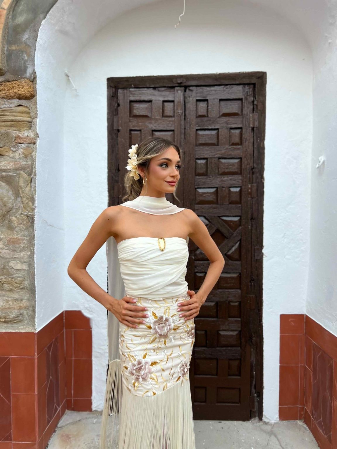 Falda mantón beige