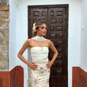 Falda mantón beige