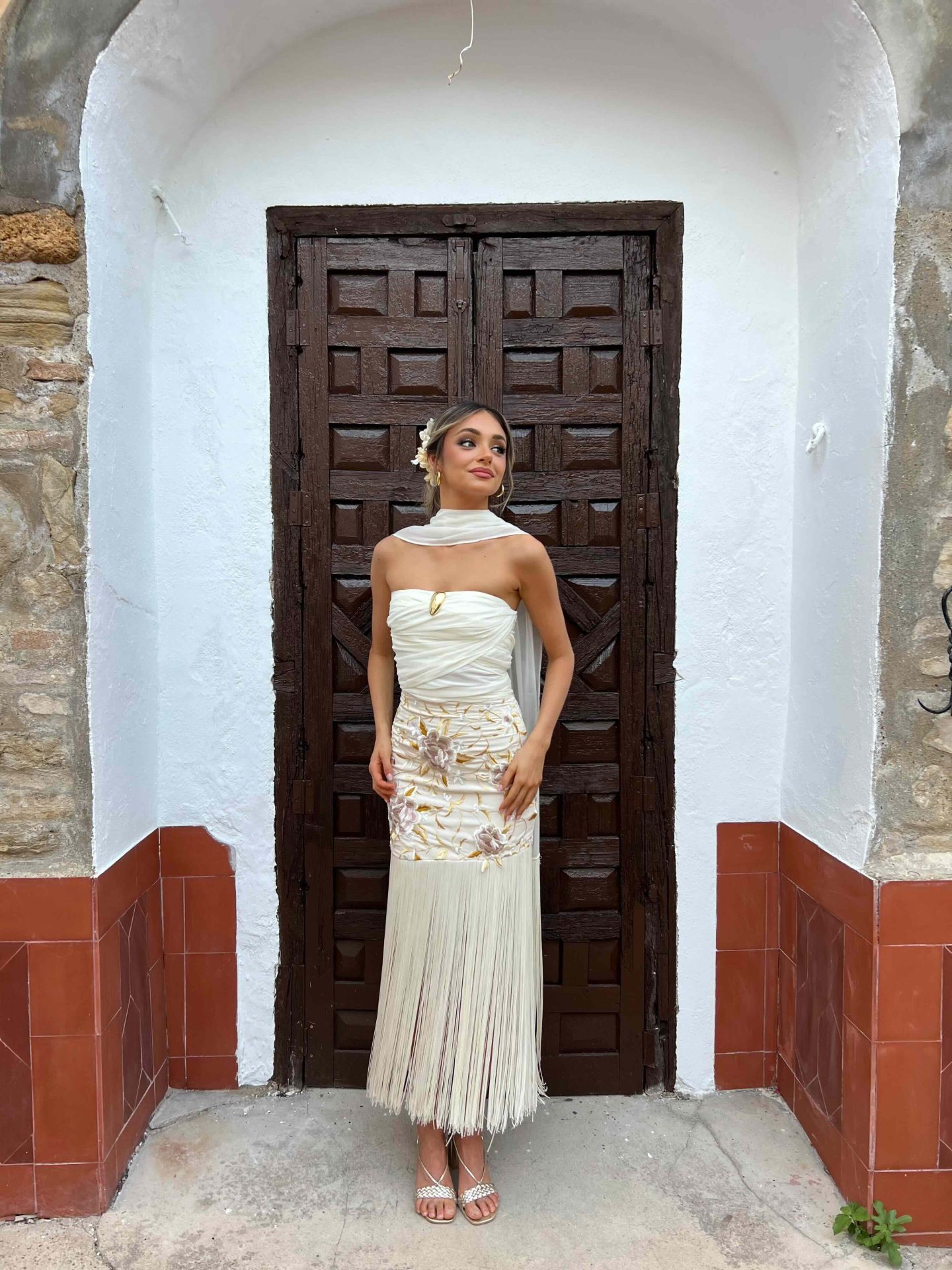 Falda mantón beige - Imagen 3